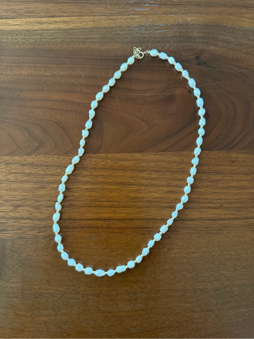 Lustrous White Pearl Necklace with Gold Clasp - Women Jewelry